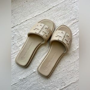 Tory Burch double T ivory sandals